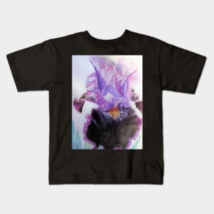 Iris Watercolor Painting - Purple and Black Kids T-Shirt